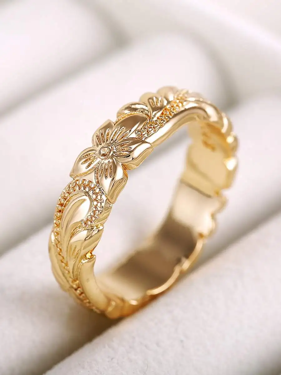 1pc Elegant Flower Design Ring, Suitable For Women, Valentine's Day Gift, Wedding Engagement Anniversary Party Jewelry, Mother's