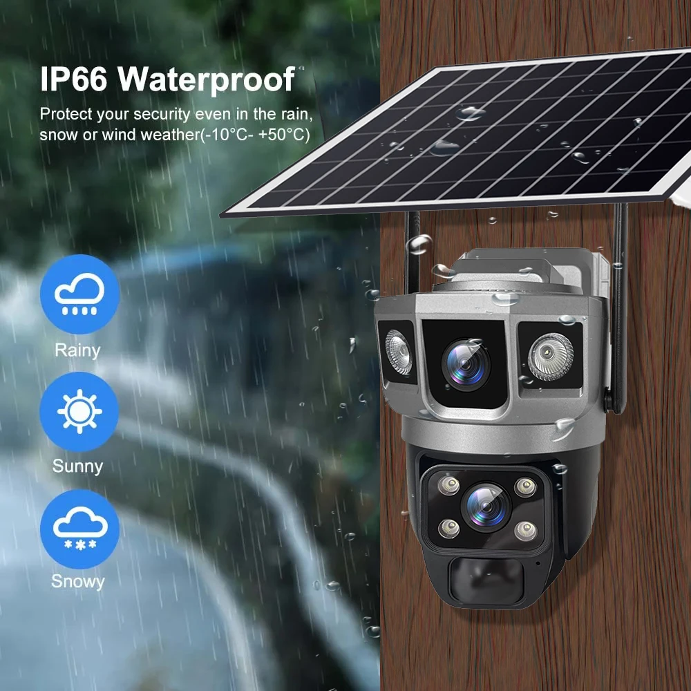 เลนส์คู่ 4G ซิมการ์ดพลังงานแสงอาทิตย์กล้องวงจรปิด 8MP PIR มนุษย์ตรวจจับความปลอดภัยป้องกันกล้อง WIFI Night Vision Video Recorder แบตเตอรี่ในตัว