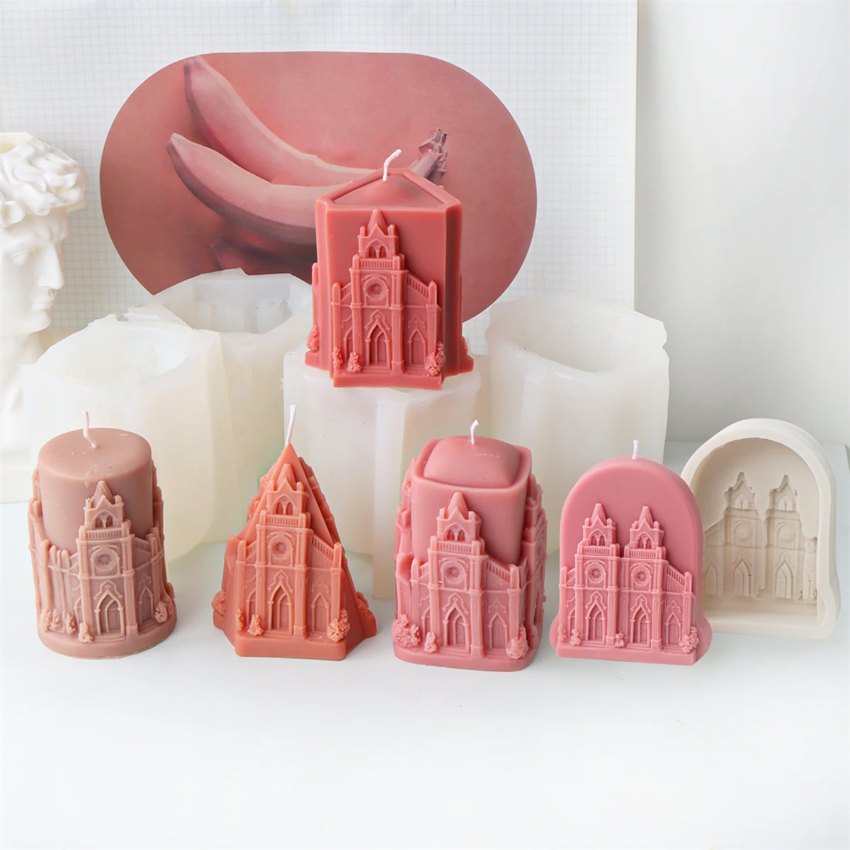 3D Church Castle Shape Candle Mold for Making Mould Tools Decor Handmade Craft Citadel Plaster Resin Gypsum Glue