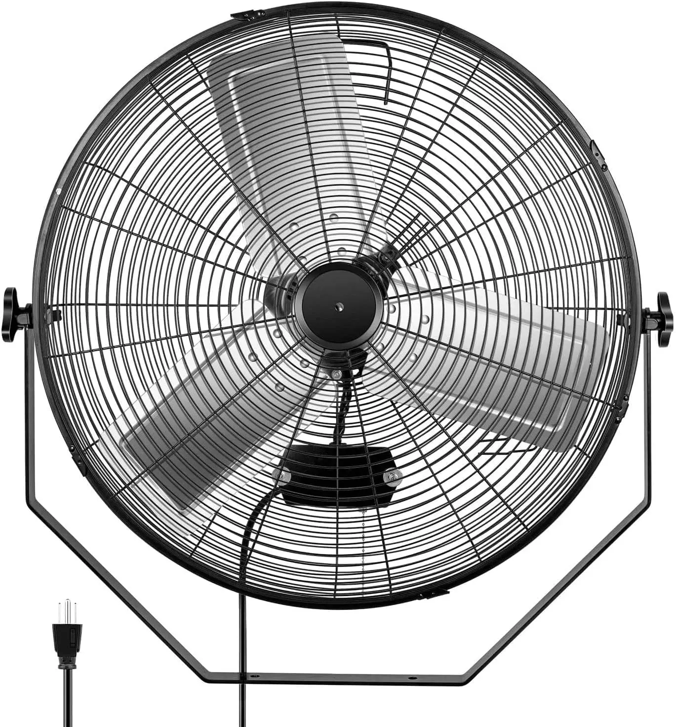 

24 Inch Industrial Wall Mount Fan, 3-Speed High Velocity Metal Fan for Warehouse, Workshop, Patio - Quiet and Durable