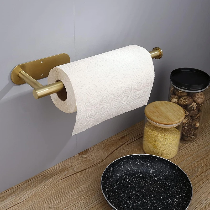 

Paper Towel Holder Under Cabinet Wall Mount for Kitchen Towel, Self-Adhesive Bar, Rack, SUS304 Stainless Steel 13 inch