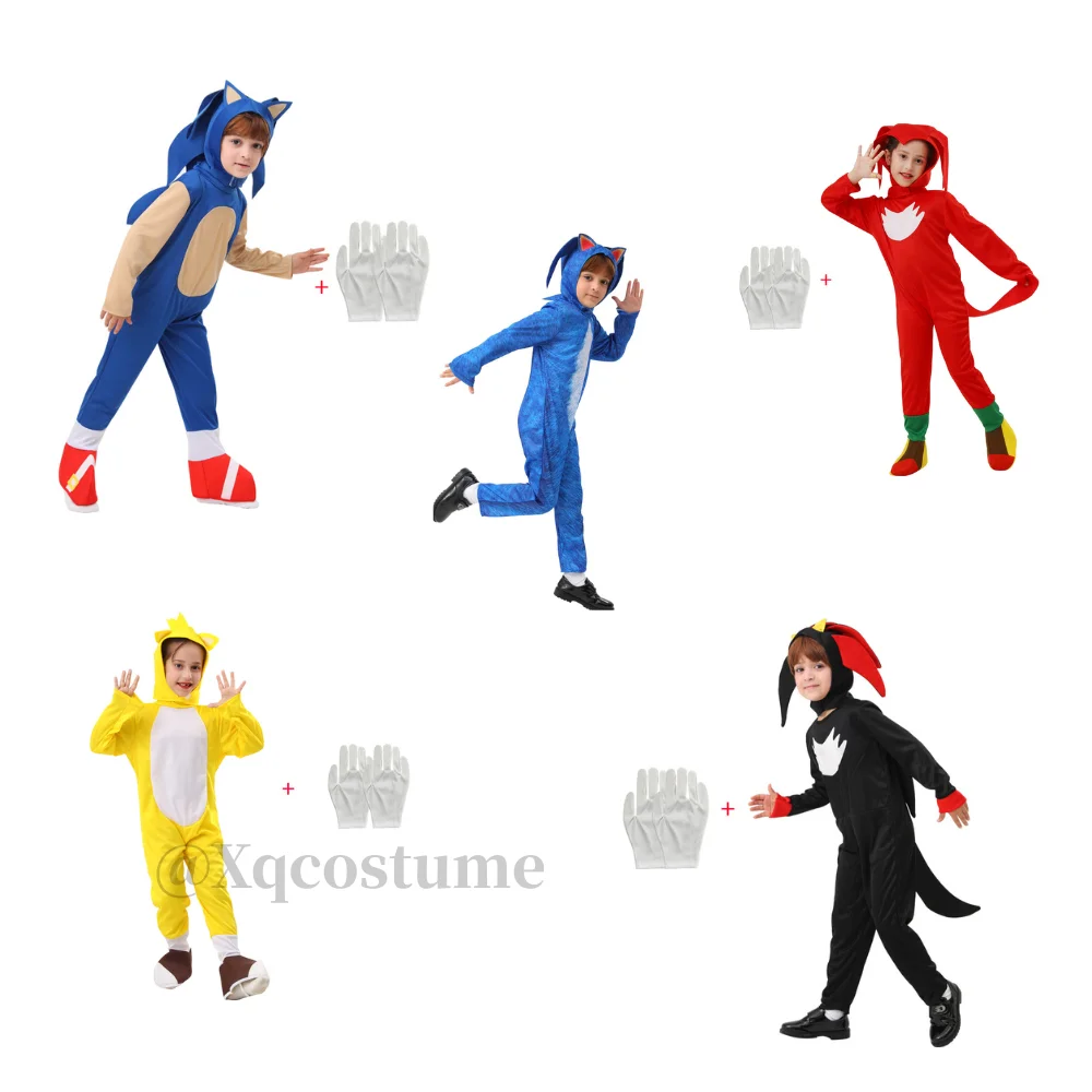 

Kids Boys Girls Anime Sonic Cosplay Costume for Halloween Lots Style Jumpsuit with Headgear for Party Stage or Carnival Wear