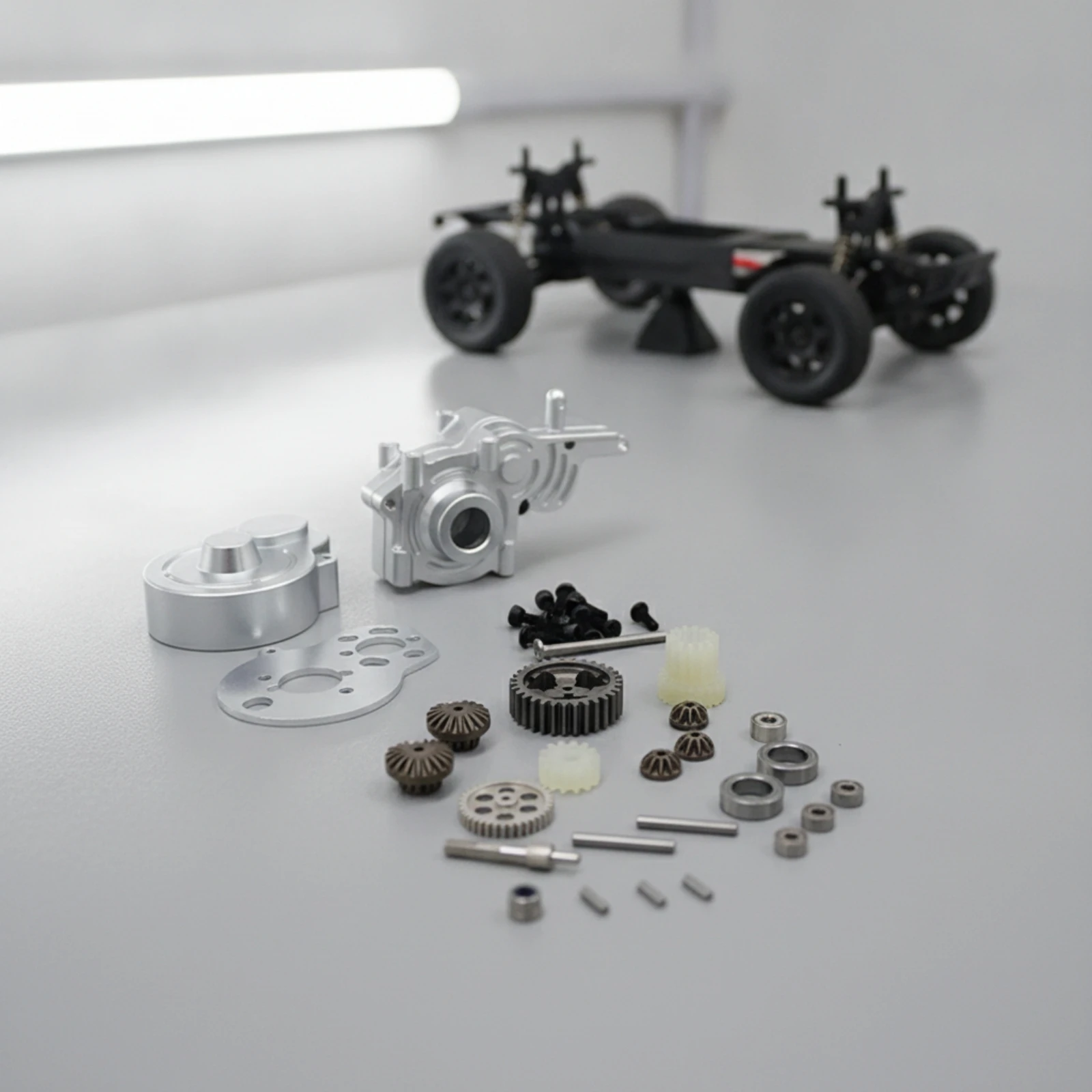 Gearbox Assembly with Gears Metal RC Car Gearbox RC Car Upgrade Kit Precision Hardware Assembled for Builders, Drivetrain Tuning
