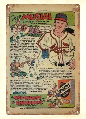 metal sign material 1947 Wheaties STAN MUSIAL  metal tin sign