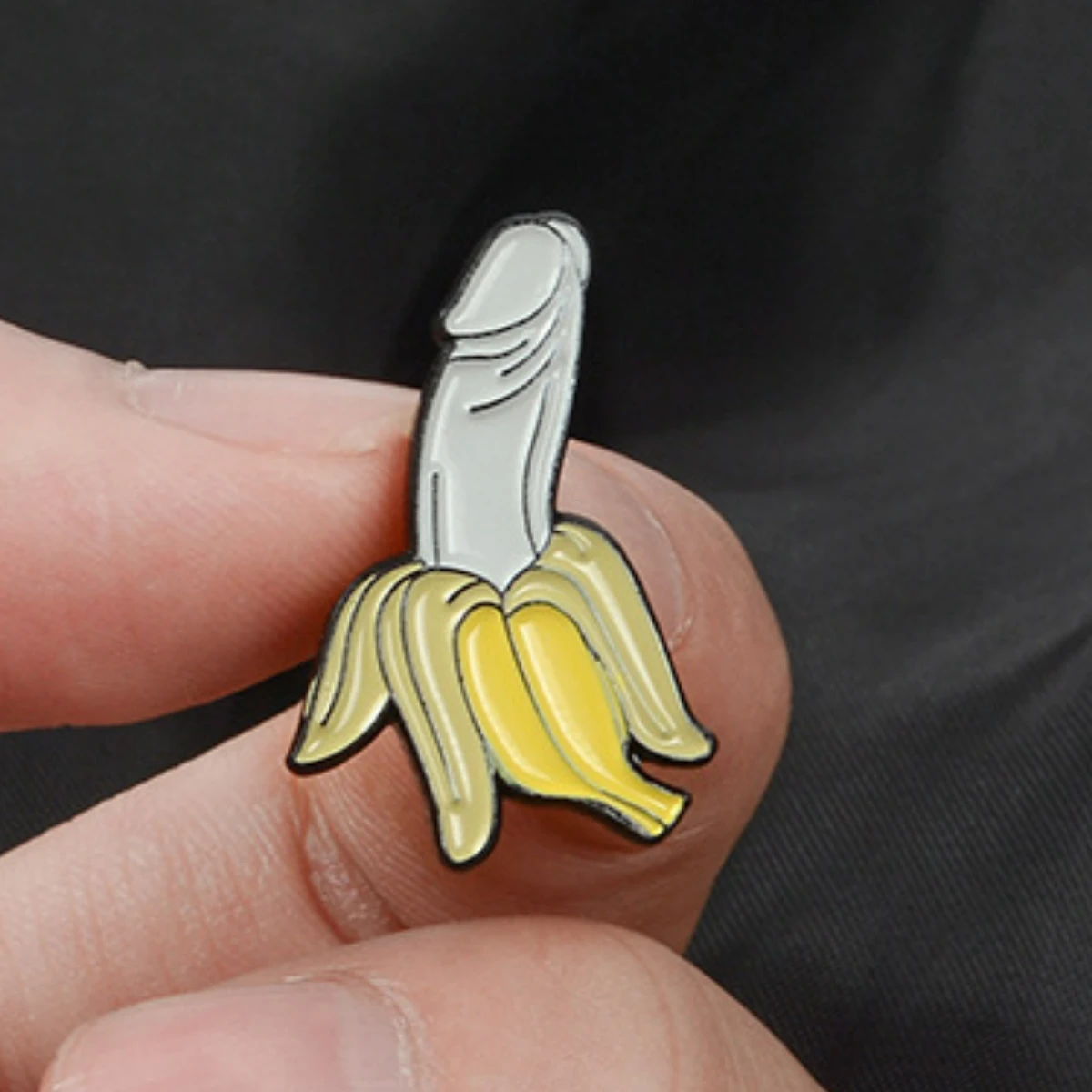 Funny Banana Shape Brooch - Unique Cartoon Alloy Pin for Clothes and Collars