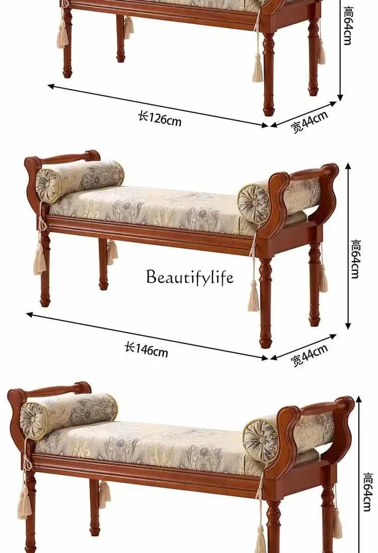 LXAmerican bedside stool European solid wood retro fabric entrance sofa stoolSSS