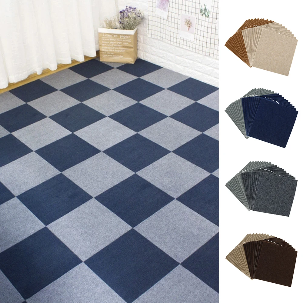 

20pcs Polyester Floor Mat Living Room Bedroom Square Carpet Sound-proof Splicing Rugs Two-color Mixing Anti-slip Pad for Home