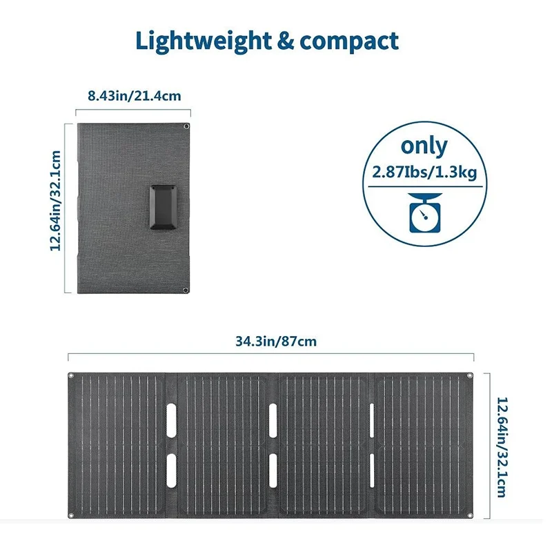 80W Folding Solar Panel IP65 Waterproof Foldable Solar Charger Portable Solar Panel Charger Outdoor Phone Power Bank for Phone view 3