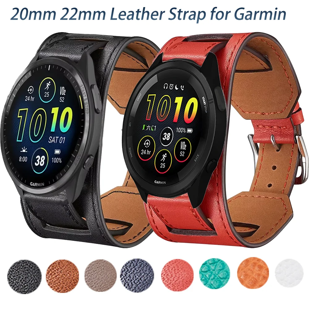 

22mm 20mm Leather Strap for Garmin Vivoactive 6 5/Move Trend Bracelet for Garmin Forerunner 265 255Music 965 955 245 55 165 Belt