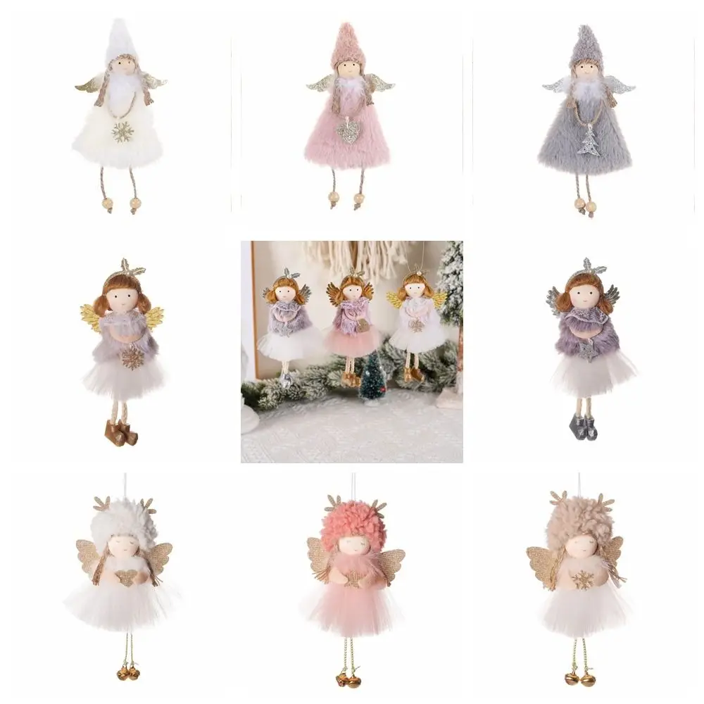 Cute Xmas Tree Hanging Ornaments Plush Angel Doll Angel Doll Pendant Fashionable Plush Gauze Skirt Angel New Year