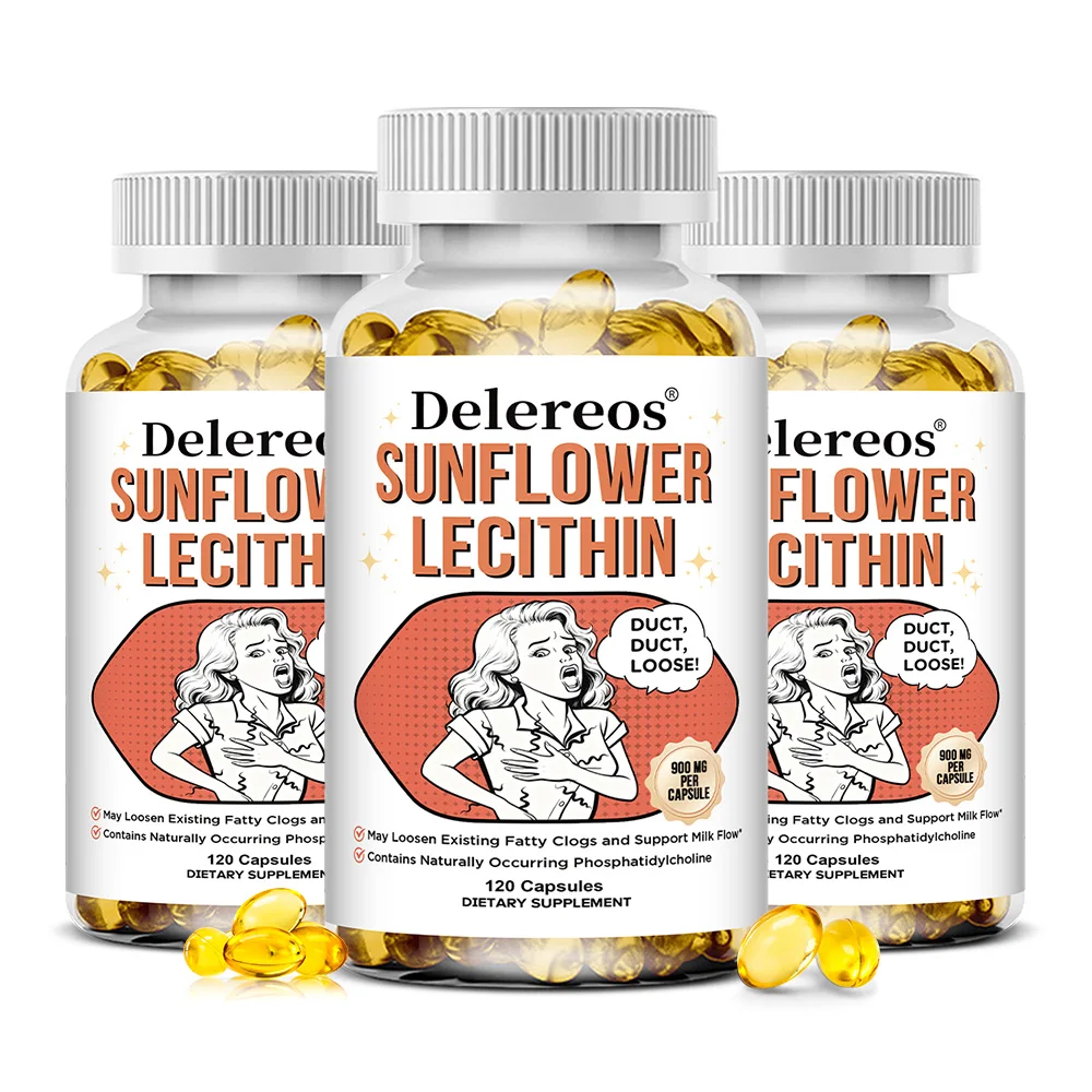 Sunflower Lecithin 900mg Capsules, Supports Liver Function, Brain & Breastfeeding Health, Non-GMO & Soy-Free, Vegan Friendly