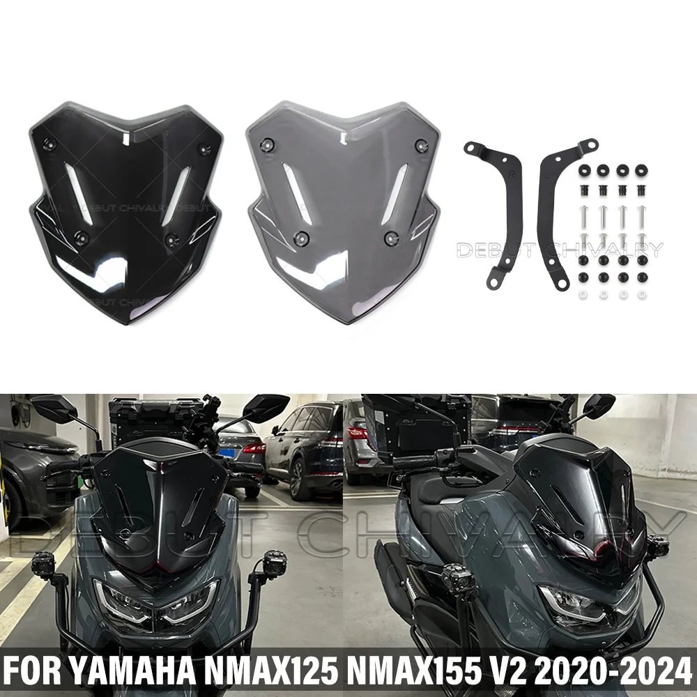 Moto Kurzes Visier für YAMAHA NMAX155 NMAX125 V2 2020-2024 Frontscheibe Windschutzscheibe Motorrad Sport Windabweiser Visier K