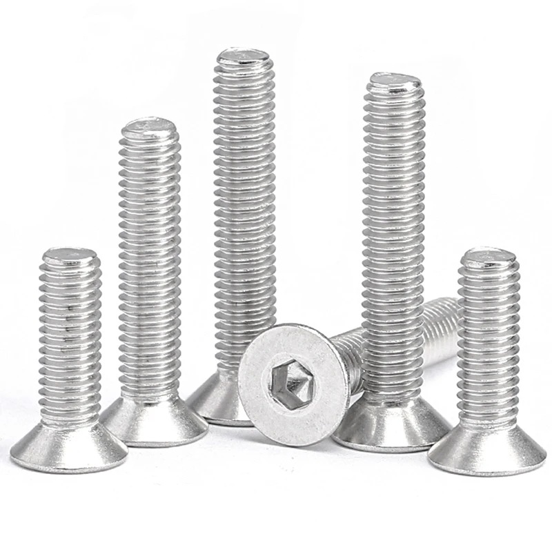 304 Stainless Steel Hexagon Hex Socket Countersunk Screw Flat Head Screw Allen Bolts DIN7991 M1.6 M2 M2.5 M3 M4 M5 M6 M8 M10