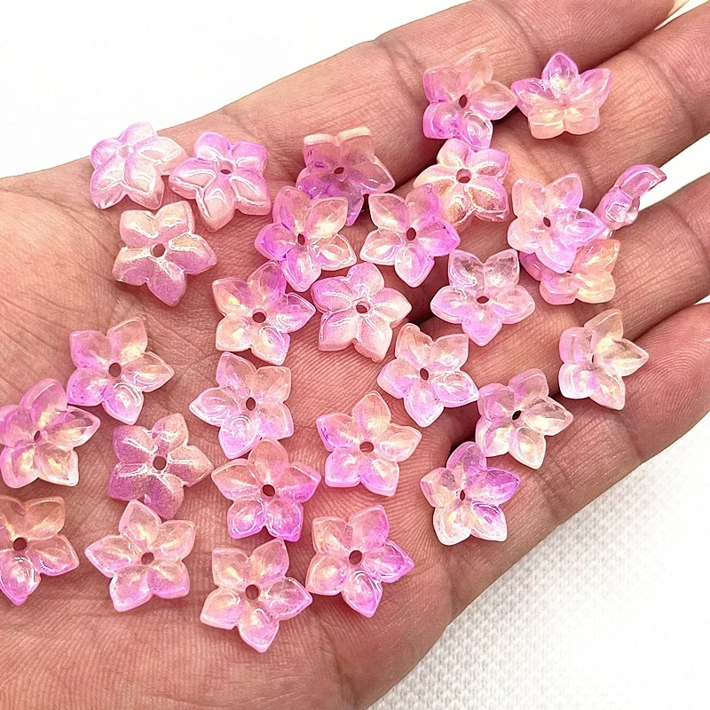30 Stück 12mm Fünfblättrige Blumen-Lampwork-Perlenkappen Glas-Abstandhalterperlen für Schmuckherstellung DIY-Zubehör Haarnadeln – Detail 8