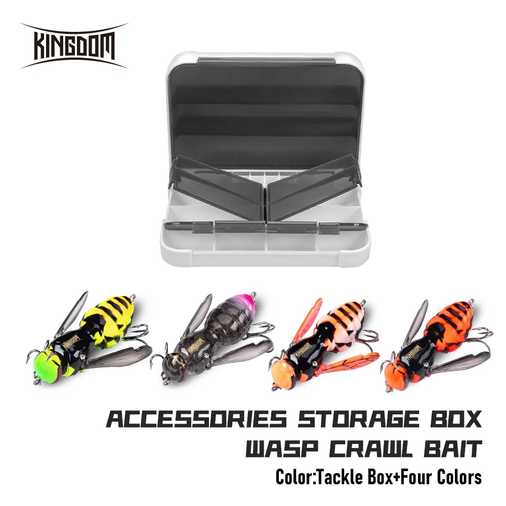 

Kingdom Wasp Crawl Bait Set 4pcs 40mm 4.2g Floating Bionic Artificial Swimbaits Hard Wobblers with Storage Box for Bass Fishing
