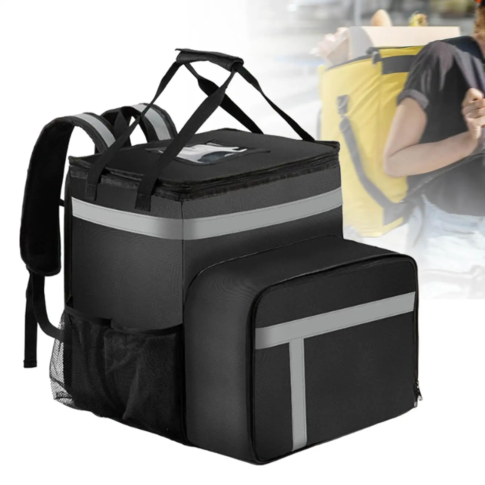 Double Shoulder Insulated Bag Oxford Cloth Food Delivery Backpack Bag Portable Waterproof Outdoor Picnic Food Cooler Bags