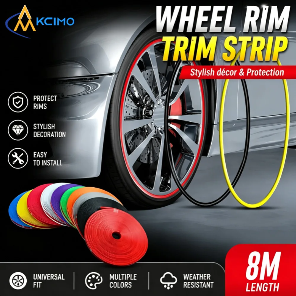 8 Meters Car Tire Rim Decor Protection Strips Wheel Edge Anti-Scratch Guard Rings Universal Sedan SUV Truck Wheel Styling Parts