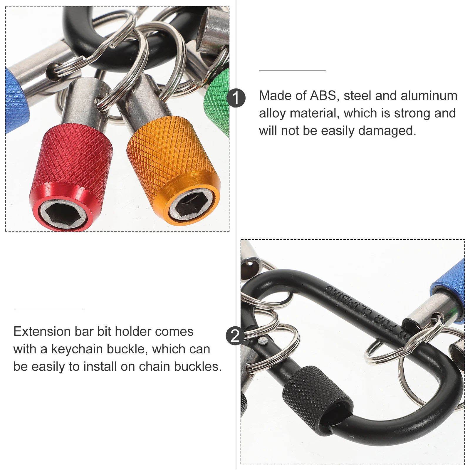 Porte-clés de 1 à 4 pouces, Extension de porte-embout pour perceuse, tournevis, rangement de douilles, acier ABS, aluminium Compact, 1 pièce