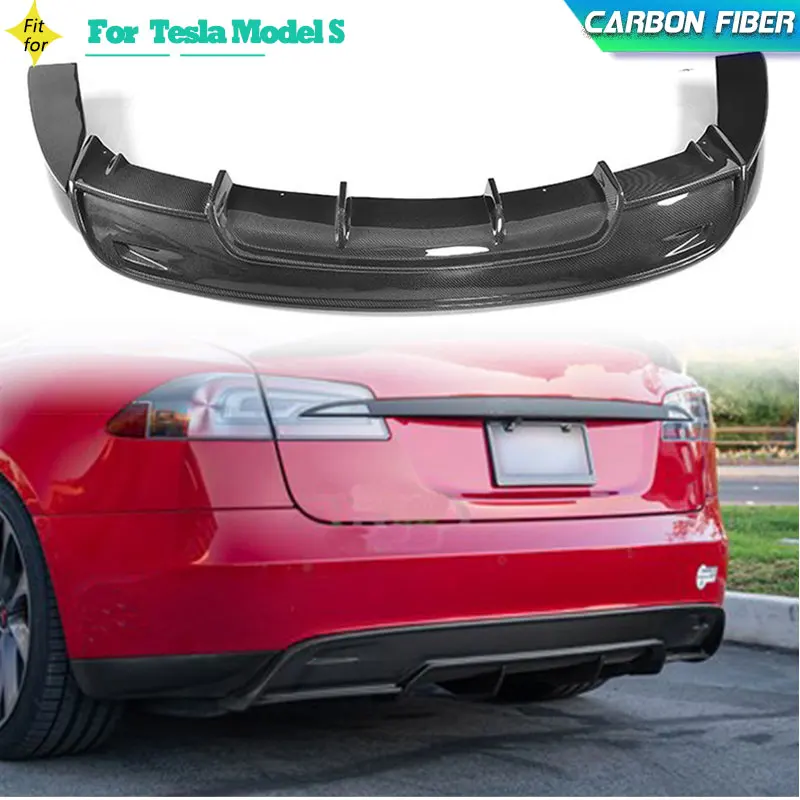 

Carbon Fiber Car Rear Bumper Diffuser Lip For Tesla Model S Sedan 4-Door 2016 2017 Rear Diffuser Lip Spoiler Splitters Body Kit