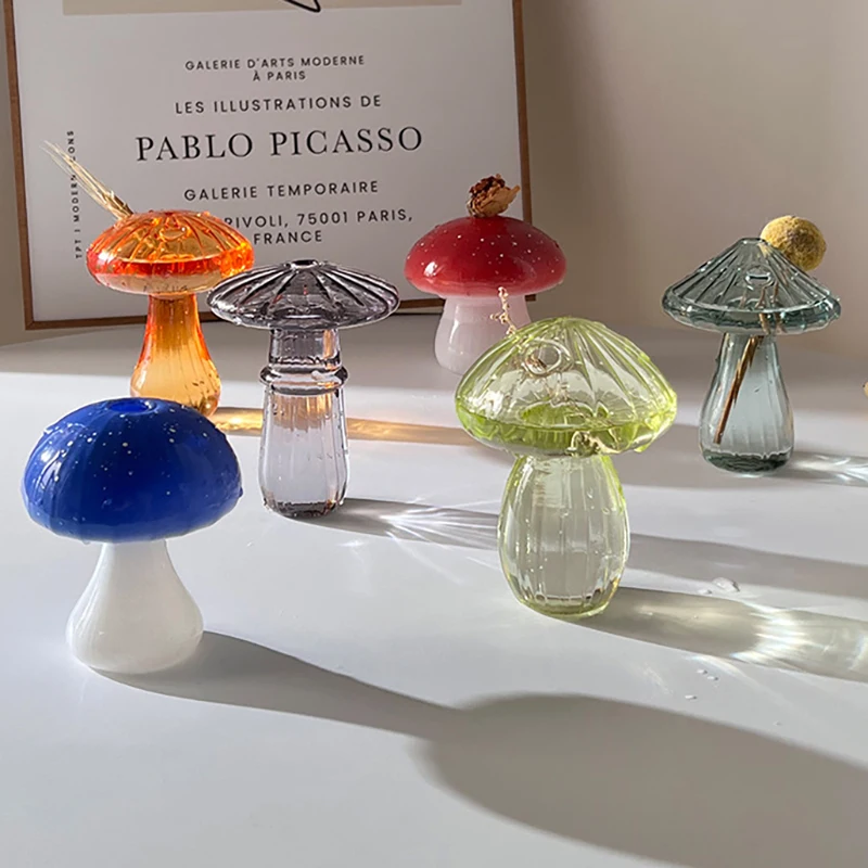 Jarrón de vidrio con forma de seta, botella de aromaterapia, flor hidropónica creativa para el hogar, adorno de mesa de decoración Simple