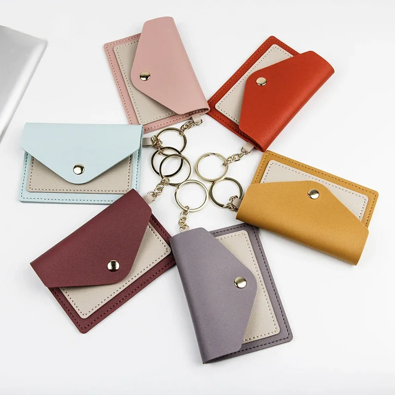 Fashion Slim Leather Wallet Business Credit Card Holder Short Purse Leather ID Card Holder Candy Color Bank Multi Slot Card Case