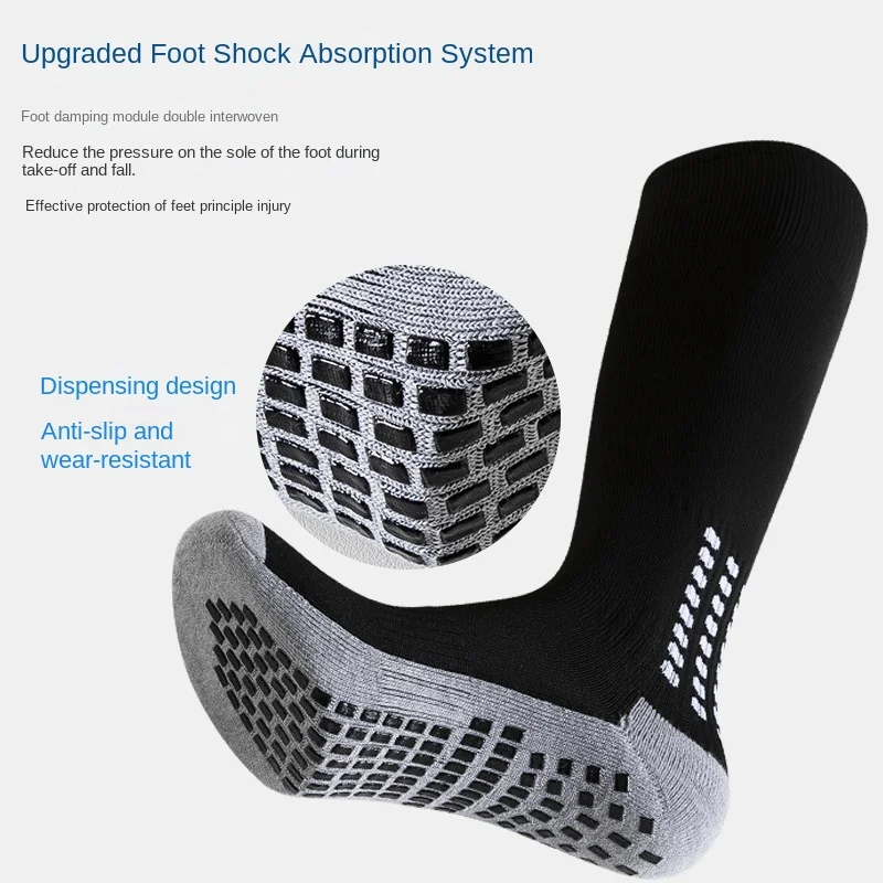 جوارب كرة قدم طويلة للرجال مع قبضة مضادة للانزلاق ووسادة كرة قدم، مصممة خصيصًا للقبضة المضادة للانزلاق في الرياضة مثل ذلك