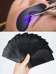 50Pairs Padding UV Black Patches For Eyelash Extension Eye Gel Pads Hydrogel Isolate UV Rays Paper Stickers Wraps Makeup Tools
