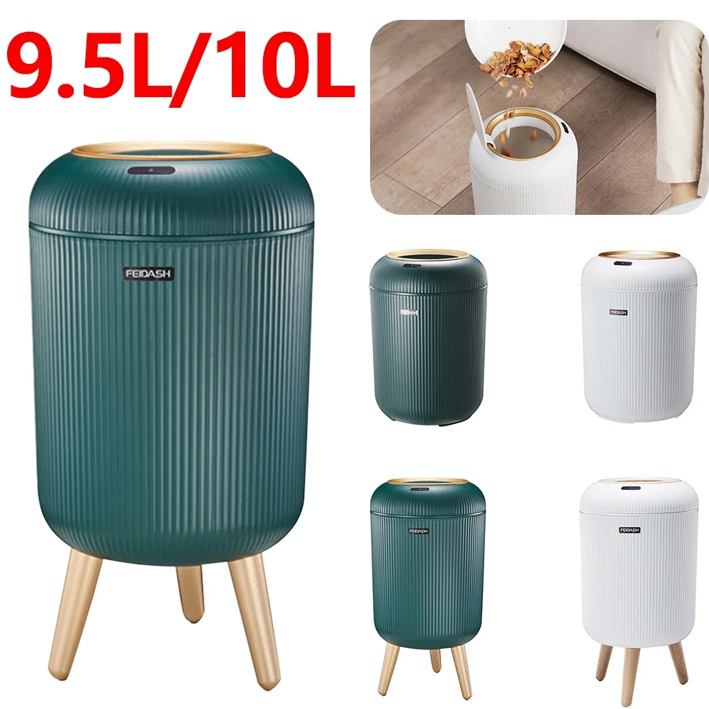 9.5L/10L Smart Dustbin Non-slip Footbed Automatic Sensor Wastebasket Trash Can Dispenser with Lid for Home Kitchen Trash Bin