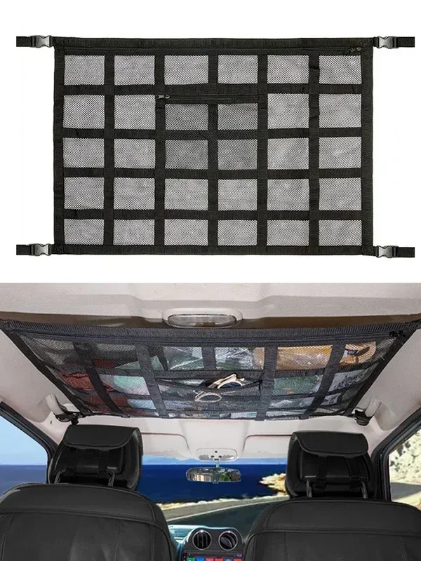 Car Ceiling Cargo Net Pocket for SUV and Truck Camping description 4