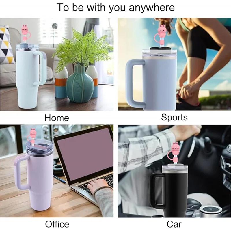 6Pcs 실리콘 밀짚 커버 30Oz 40Oz 텀블러, 재사용 가능한 밀짚 토퍼 액세서리(6Pcs-동물)