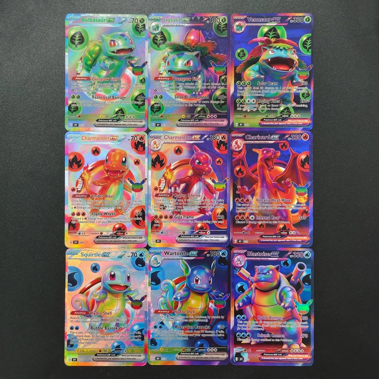DIY Pokmon English Futuristic Rare Style Charizard Venusaur Blastoise Charmander Lvysaur Squirtle Fan Art Game Card Toy