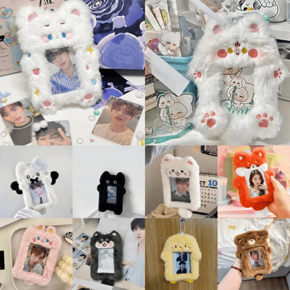Multifunctional Photocard Case Bear/Rabbit/Chick Bus Door Cards Sleeve Cute Cartoon Idol Photos Protective Cover School Office