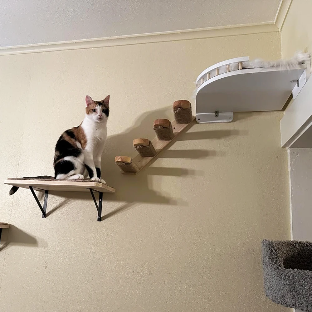 

Wall cat climbing frame platform sisal pedal combination cat curved rest area cat climbing play preferred solid wood