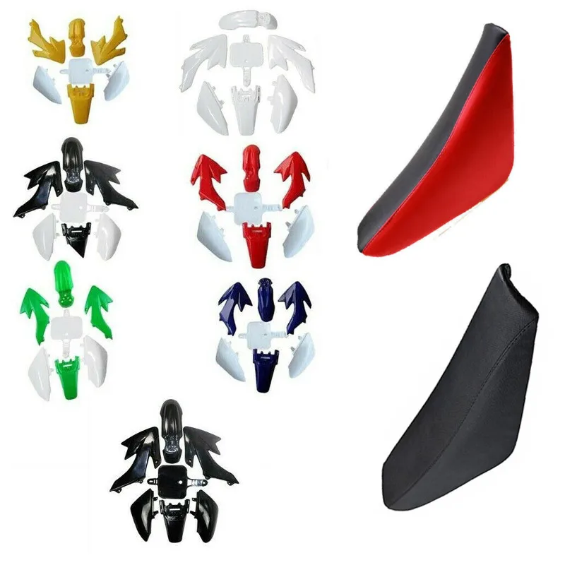 Motorcycle Plastics Full Fairing Body Cover Kit + Seat for Honda CRF50 Pit Dirt Bike Thumpstar 110cc 125