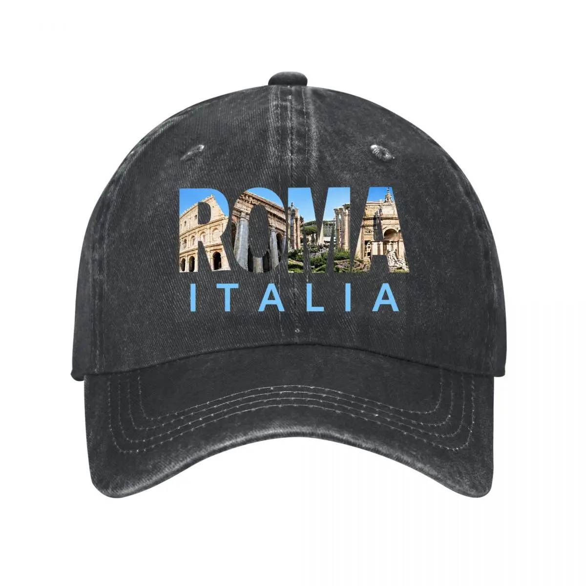 Roma Italia Ancient Roman Architecture Landmark New Vintage Washed Cotton Baseball Cap Sun Hats
