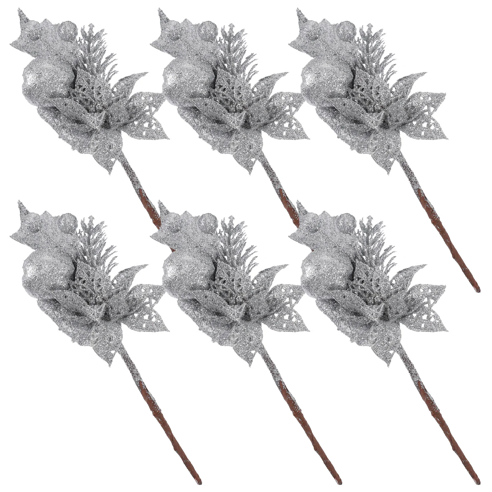 

6Pcs Christmas Simulation Leaves Artificial Xmas Wreath Decoration Party Scene Layout Props Christmas Simulation Leaves