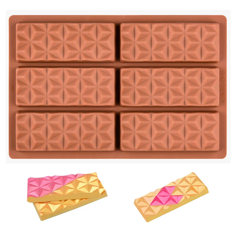 Chocolate Bar Mold Deep Dubai Break Apart Candy Molds Thick Stuffed Silicone Molds for Pistachio Chocolate Bar and Wax Melts