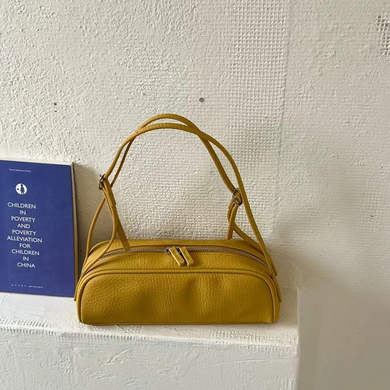 Koreanische Lychee-Textur Schultertasche, Damen Einfarbige Minimalistische Unterarmtasche, Vintage Pendler-Handtasche mit Reißverschluss – Detail 8