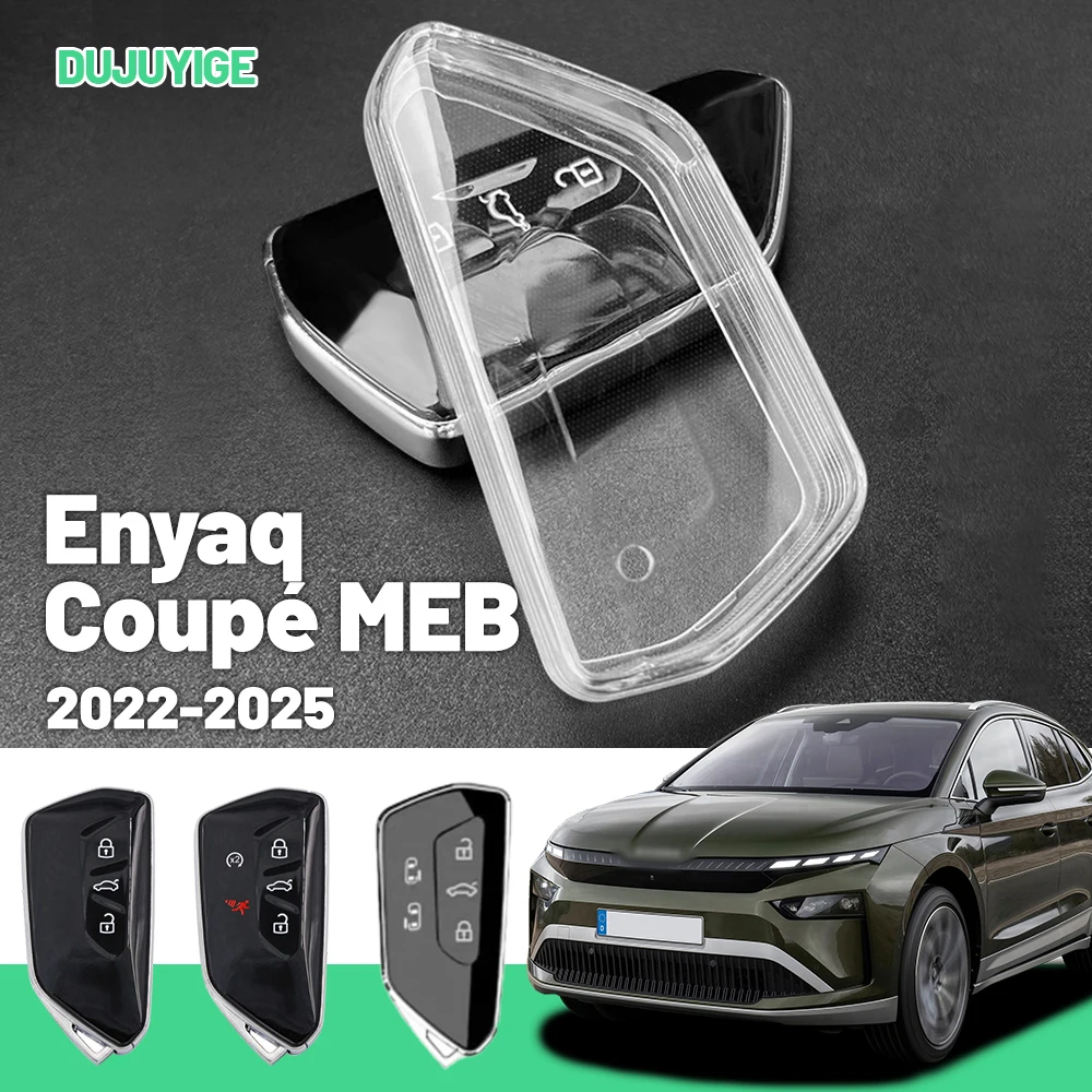 Clear TPU Car Key Case For Skoda Enyaq Coupé MEB 2022-2026 Key Fob Cover Protector Shell Auto Accessories 2023 2024 2025