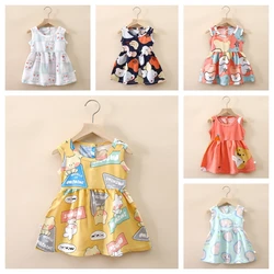 Girl Dress Cotton Children Summer Kids Clothes Girls Party Princess Kids Dresses Fashion Outfit cartoon pattern Beach Wear  DS29