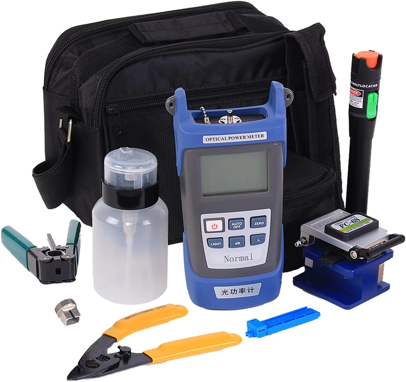 FTTH Fiber Optic Toolkit  Fiber Optic Power Meter 30MW and Visual Fault Locator and Cable Cutter Stripper FC-6S Fiber Cleaver in