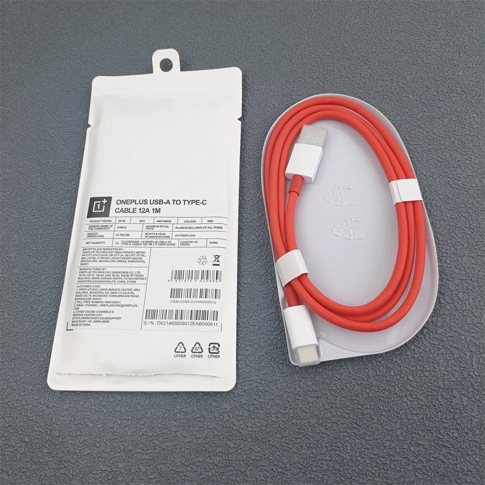 For Oneplus USB-A To Type-C Cable 100W 80W Super Vooc Warp Charge 12A Fast Charging Cord For One Plus 15 14 13 12 11 10 T