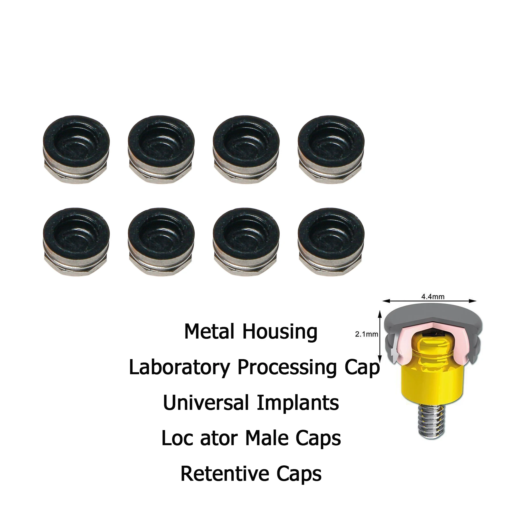 Dental Overdenture Strong Retentive Caps Overdenture Replacement Caps Metal Housing Dental Laboratory Processing Cap