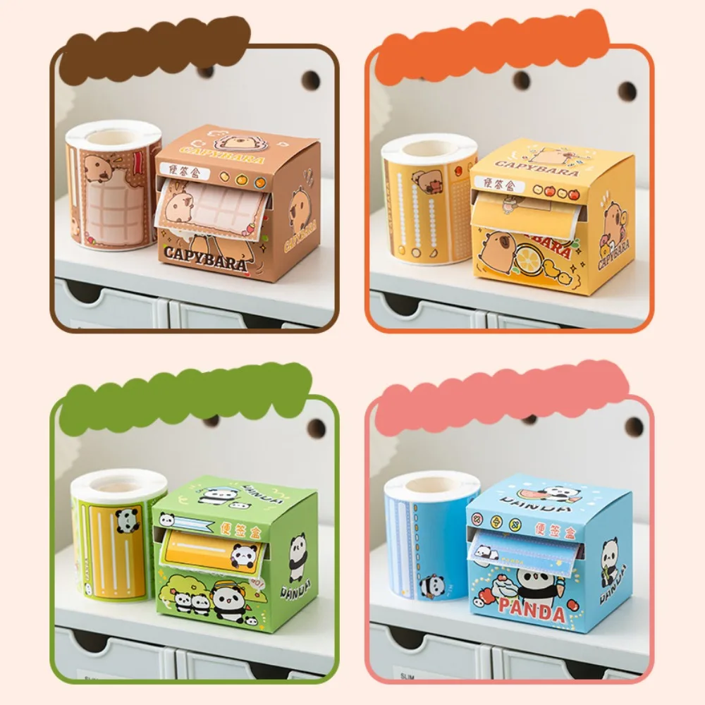 Notes autocollantes Capybara retirer Notes autocollantes papeterie dessin animé retirer rouleau bloc-Notes Kawaii Panda mignon Capybara bloc-Notes
