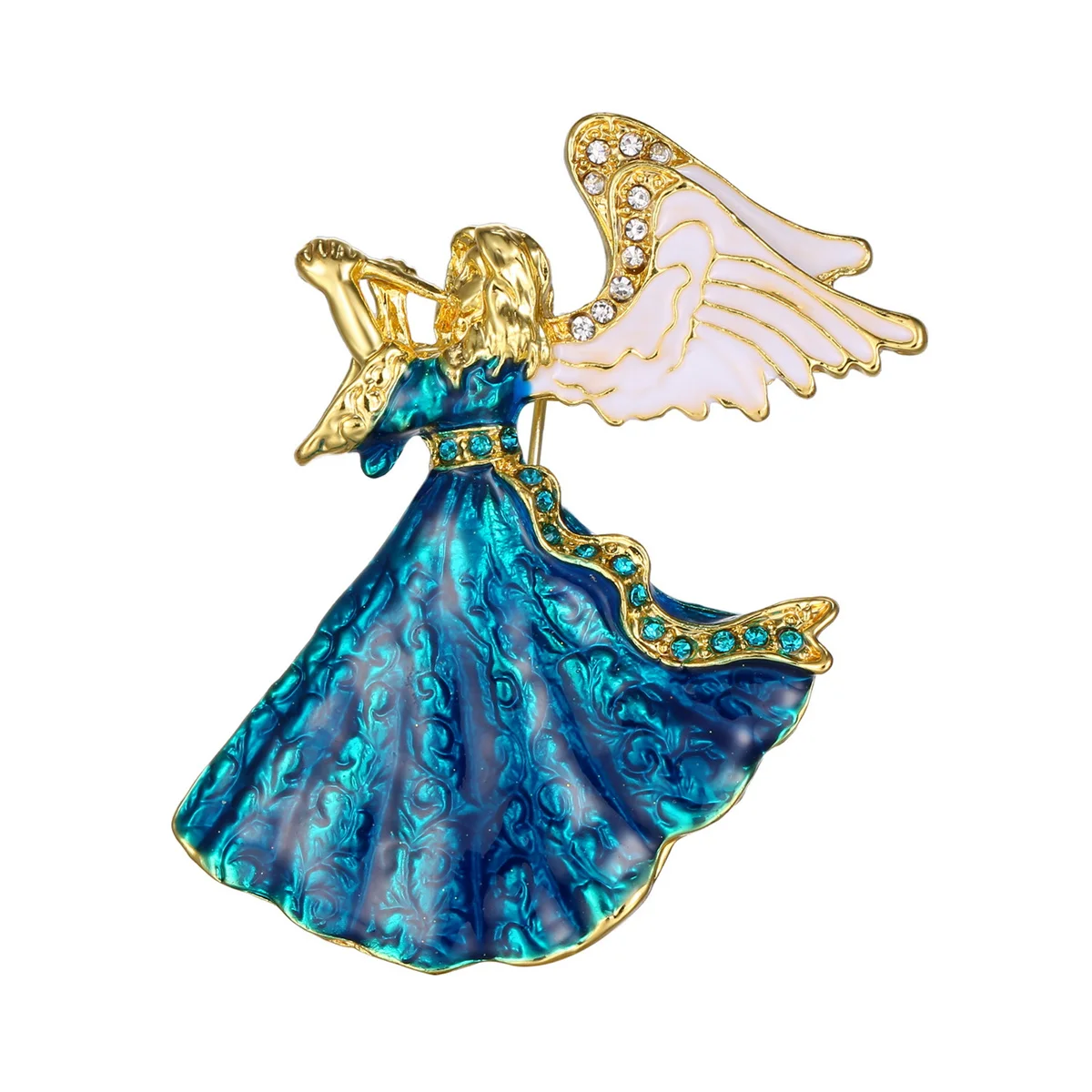 Rinhoo Musik Engel Fee Broschen für Frauen Vintage weiße Engels flügel Weihnachts figur Emaille Pins Neujahr Geschenke Weihnachts schmuck – Detail 2
