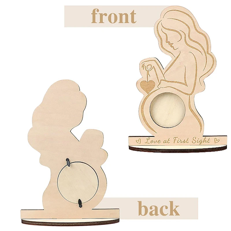 1Pc Wooden Woman Baby Ultrasound Photo Frame Sonogram Picture Frame Pregnancy Gift Baby Keepsake For Couples New Moms Father