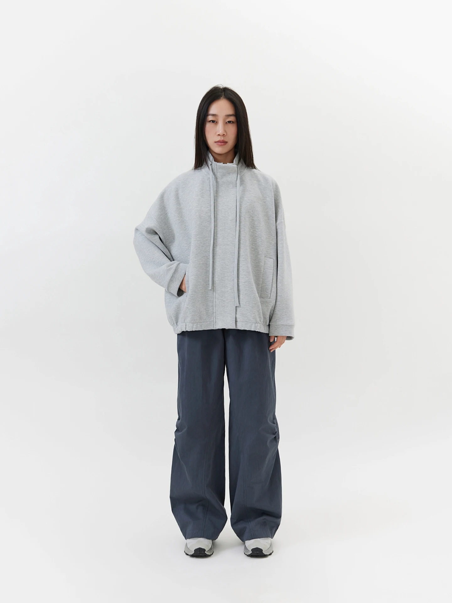 

Seei Jaet Sweatirt Casual Loose Fit Knitted Long Sve Zipper Closure Elastic Bot Ladies Faion Spring Season