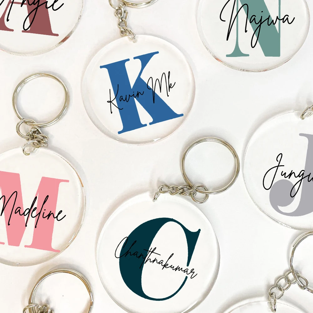 Wedding Birthday Holiday Gift Personalized Letter with Name Keychain Pendant Key Chain Keyring Car Key Bags Jewelry Accessories