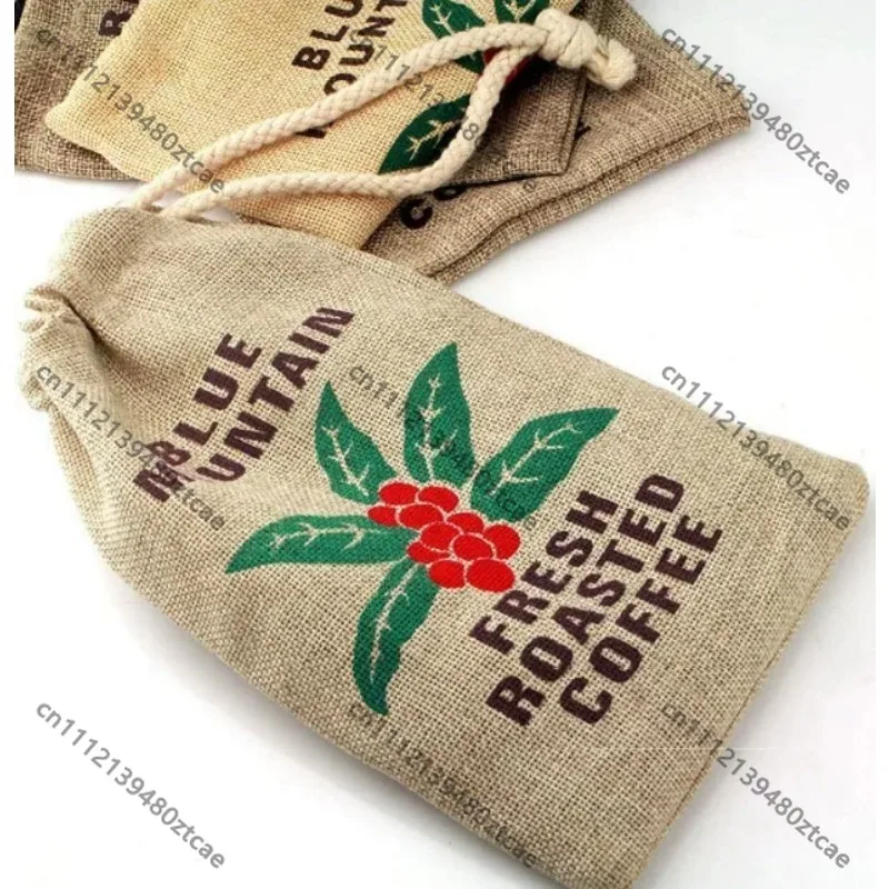 DIY Hessian Drawstring Sack Coffee Bean Storage Bag Breathable Packaging Pouch