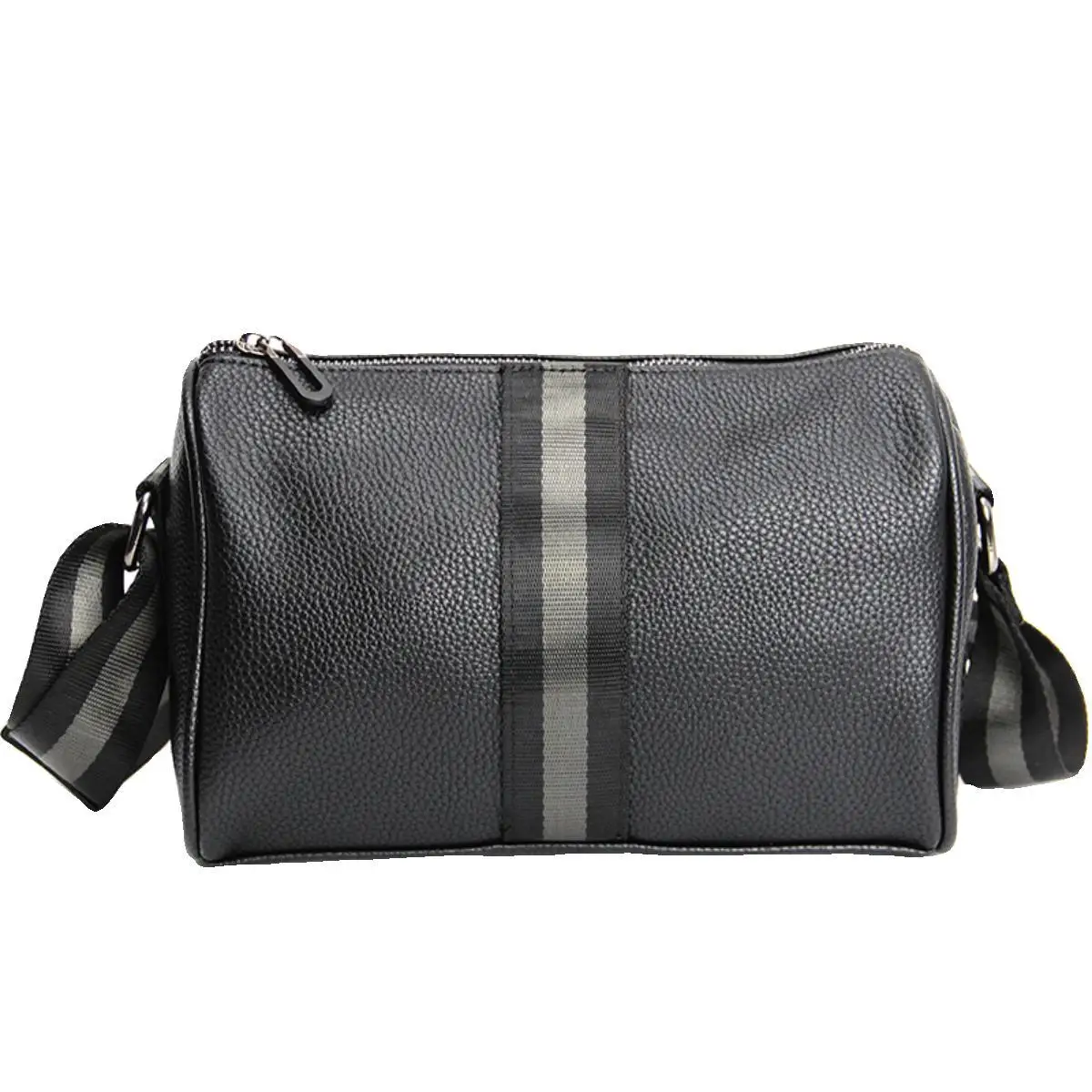 New Fashion Men Soft PU Leather Small Square Body Bag Single Shoulder Bag Simple Wide Strap Crossbody Bag